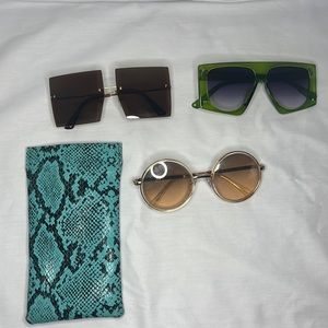 GREEN VINTAGE GLASSES,ROSE GOLD ROUND GLASSES ,BROWN AND GOLD SQUARE GLASSES,